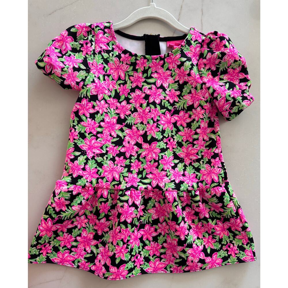 Lilly Pulitzer Onyx Lil Lilly Floral Print Chrishell Dress XS 2-3